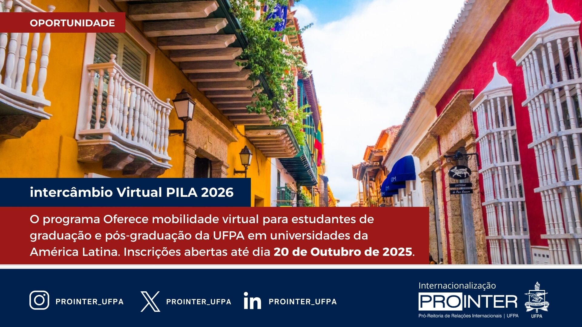 Estão abertas as inscrições para intercâmbio virtual do programa PILA 2026.1
