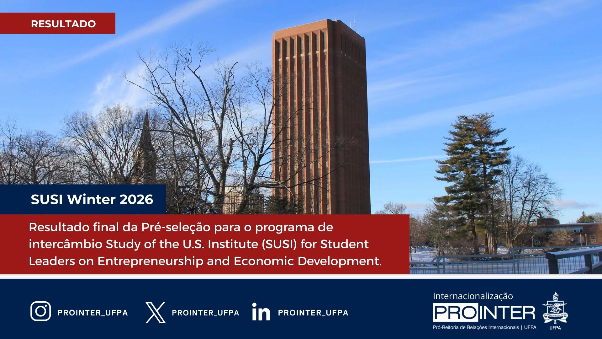 Programa SUSI edição de inverno 2026 SL – Resultado da Pré-Seleção