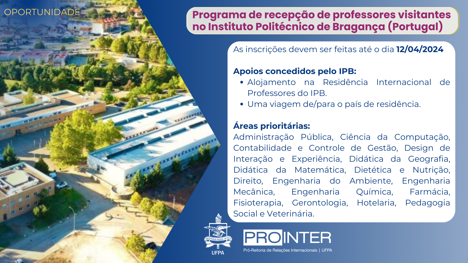 Programa de recepção de professores visitantes no Instituto Politécnico de Bragança - Edital 24/25