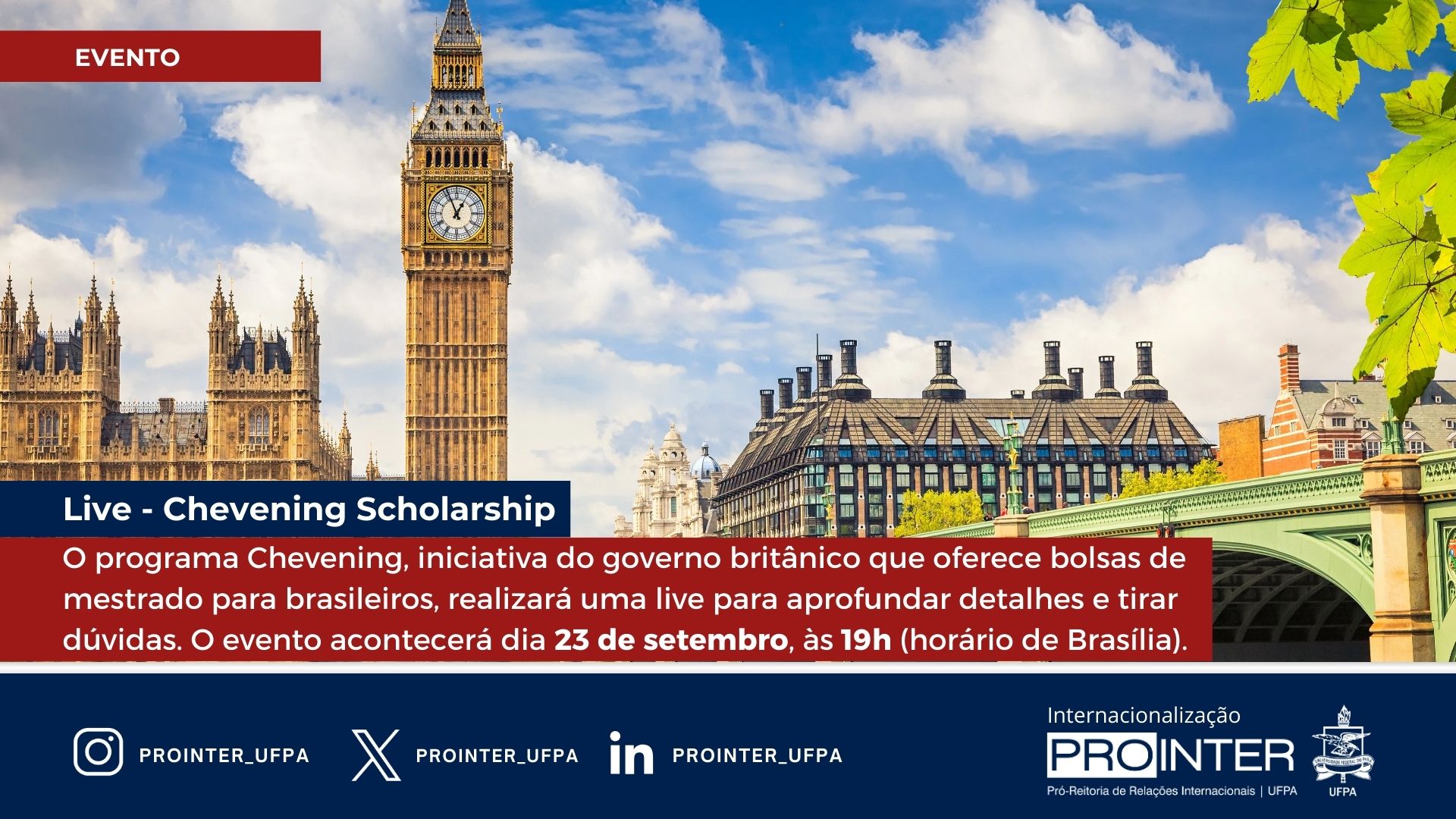 Live sobre Bolsas de Mestrado Chevening no Reino Unido